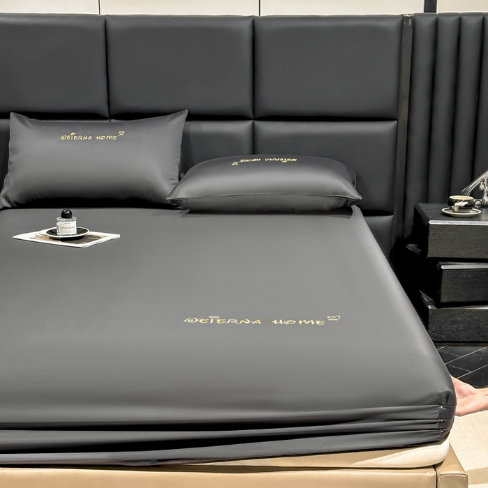 91家纺网 家纺一手货源 找家纺 利欧 2026新款水洗真丝-LI利-单床笠床笠三件套 利-高级灰