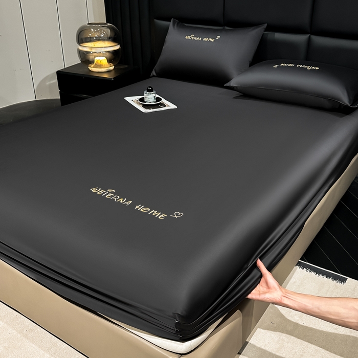 91家纺网 家纺一手货源 找家纺 利欧 2026新款水洗真丝-LI利-单床笠床笠三件套 利-高级灰（深图）