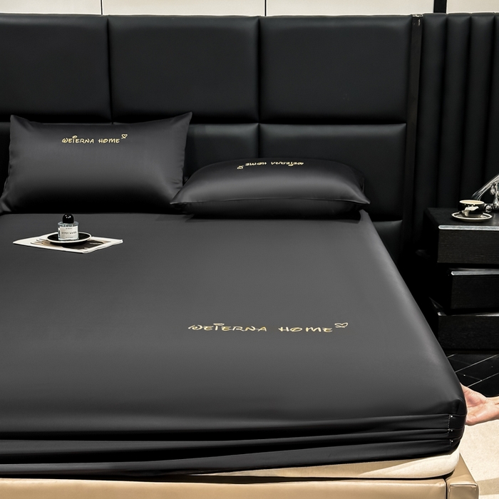 91家纺网 家纺一手货源 找家纺 利欧 2026新款水洗真丝-LI利-单床笠床笠三件套 利-高级灰（深图）