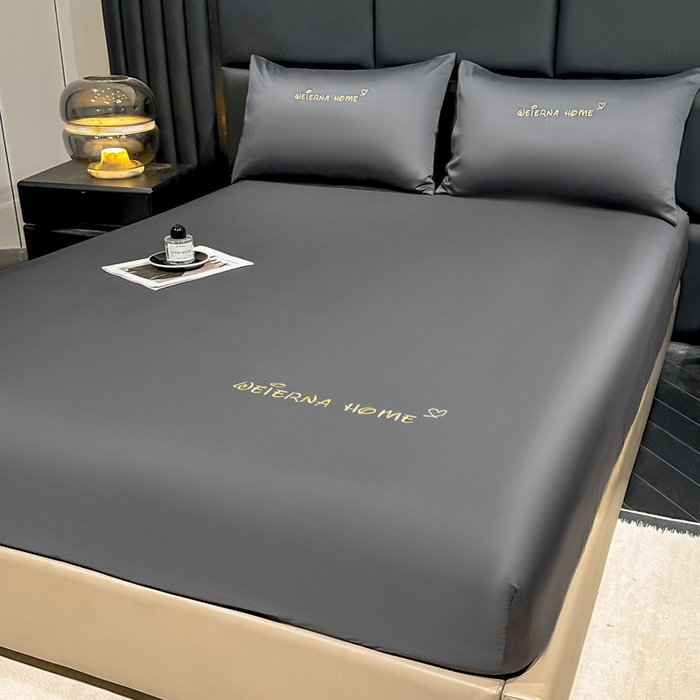 91家纺网 家纺一手货源 找家纺 利欧 2026新款水洗真丝-LI利-单床笠床笠三件套 利-高级灰