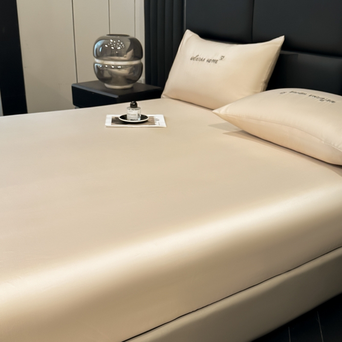 91家纺网 家纺一手货源 找家纺 利欧 2026新款水洗真丝-LI利-单床笠床笠三件套 利-香槟金