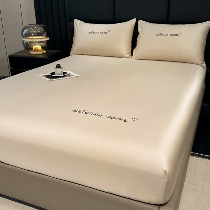 91家纺网 家纺一手货源 找家纺 利欧 2026新款水洗真丝-LI利-单床笠床笠三件套 利-香槟金