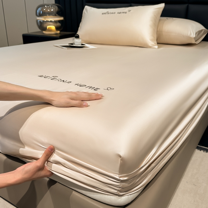 91家纺网 家纺一手货源 找家纺 利欧 2026新款水洗真丝-LI利-单床笠床笠三件套 利-香槟金