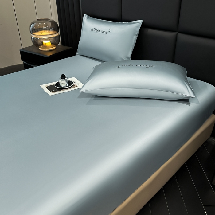 91家纺网 家纺一手货源 找家纺 利欧 2026新款水洗真丝-LI利-单床笠床笠三件套 利-浅银灰