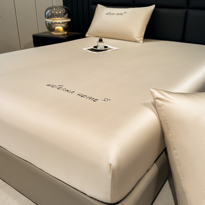 91家纺网 家纺一手货源 找家纺 利欧 2026新款水洗真丝-LI利-单床笠床笠三件套 利-香槟金