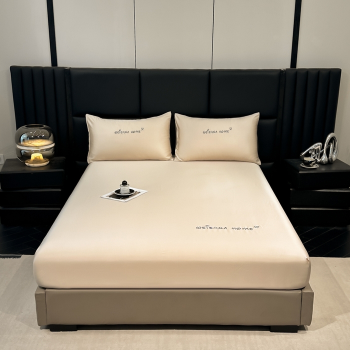 91家纺网 家纺一手货源 找家纺 利欧 2026新款水洗真丝-LI利-单床笠床笠三件套 利-香槟金