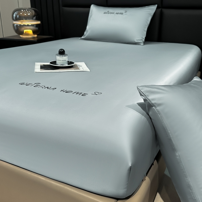 91家纺网 家纺一手货源 找家纺 利欧 2026新款水洗真丝-LI利-单床笠床笠三件套 利-浅银灰