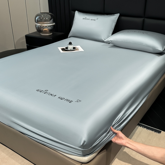 91家纺网 家纺一手货源 找家纺 利欧 2026新款水洗真丝-LI利-单床笠床笠三件套 利-浅银灰