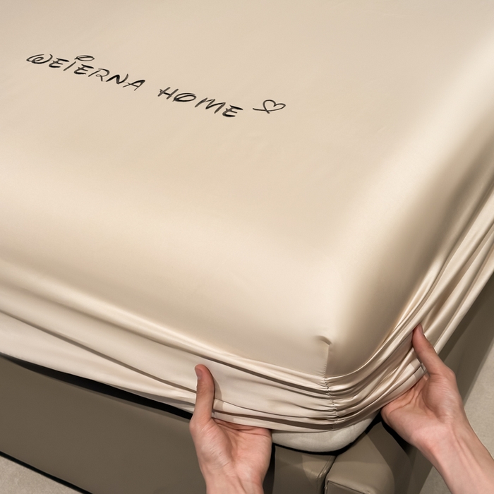 91家纺网 家纺一手货源 找家纺 利欧 2026新款水洗真丝-LI利-单床笠床笠三件套 利-香槟金