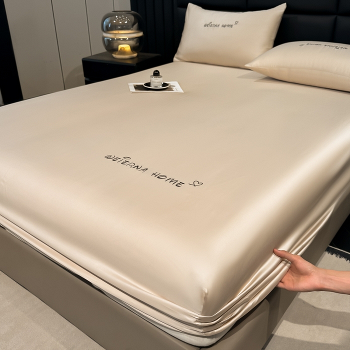 91家纺网 家纺一手货源 找家纺 利欧 2026新款水洗真丝-LI利-单床笠床笠三件套 利-香槟金