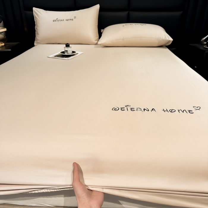 91家纺网 家纺一手货源 找家纺 利欧 2026新款水洗真丝-LI利-单床笠床笠三件套 利-香槟金