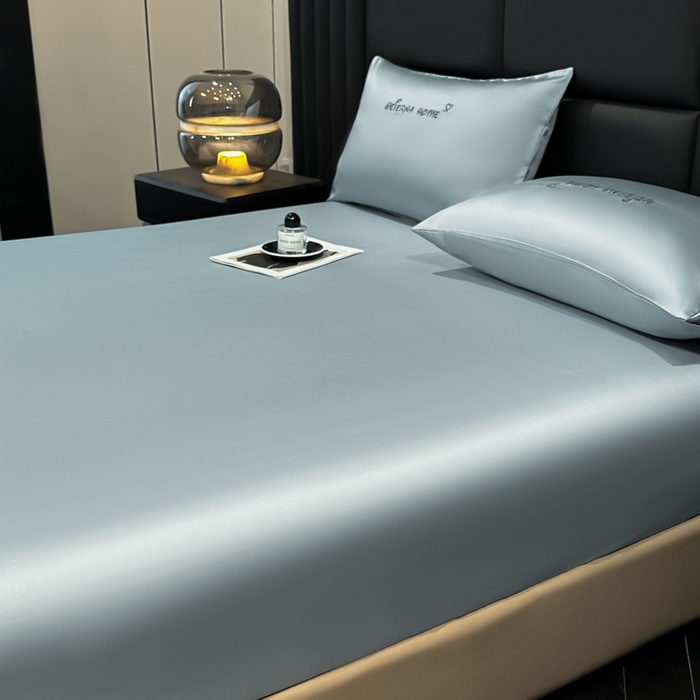 91家纺网 家纺一手货源 找家纺 利欧 2026新款水洗真丝-LI利-单床笠床笠三件套 利-浅银灰