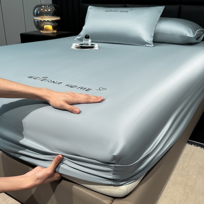 91家纺网 家纺一手货源 找家纺 利欧 2026新款水洗真丝-LI利-单床笠床笠三件套 利-浅银灰