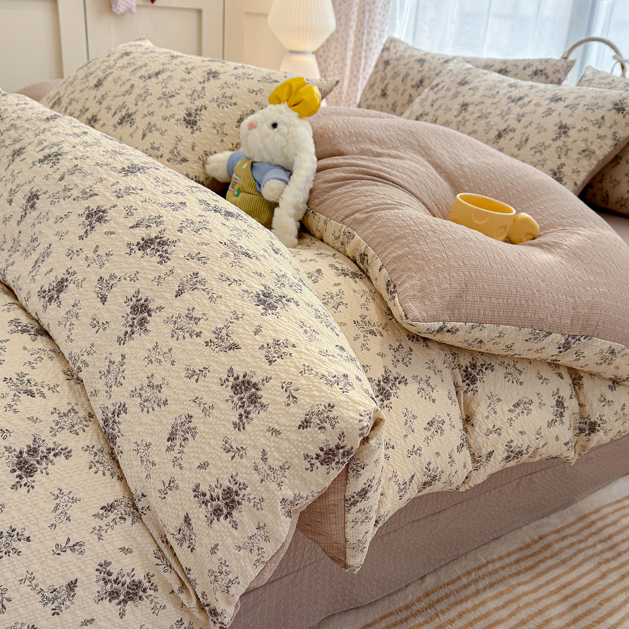 91家纺网 家纺一手货源 找家纺 （总）竹合家纺 2026春夏新品高克重A类泡芙纱泡泡皱皱纱四件套