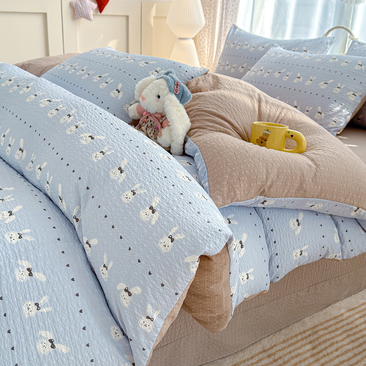 91家纺网 家纺一手货源 找家纺 （总）竹合家纺 2026春夏新品高克重A类泡芙纱泡泡皱皱纱四件套