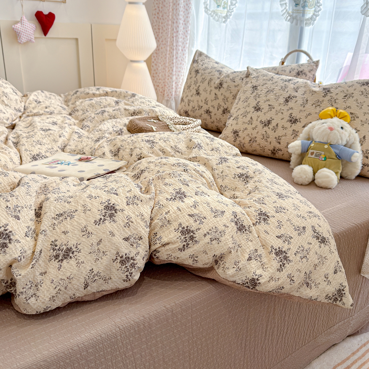 91家纺网 家纺一手货源 找家纺 竹合家纺 2026春夏新品高克重A类泡芙纱泡泡皱皱纱四件套 暮野