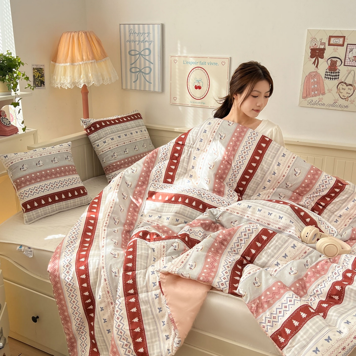 91家纺网 家纺一手货源 找家纺 （总）番茄+ 2026新款全棉纯棉13070小清新卡通全棉系列抱枕被