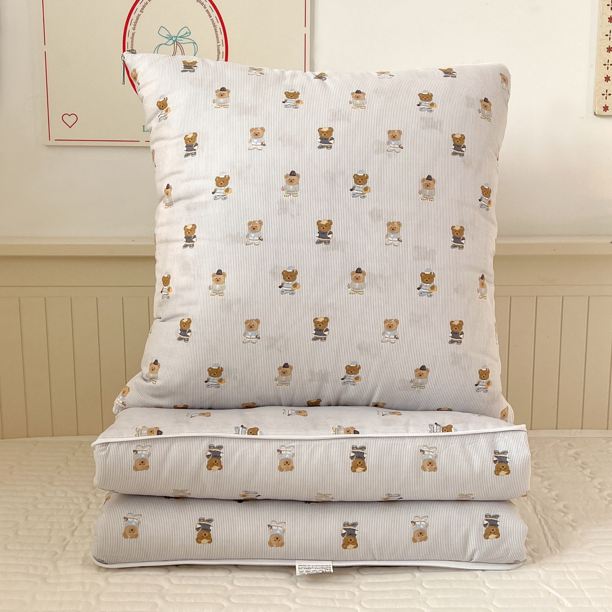 番茄+ 2026新款全棉纯棉13070小清新卡通全棉系列抱枕被 幸运小熊