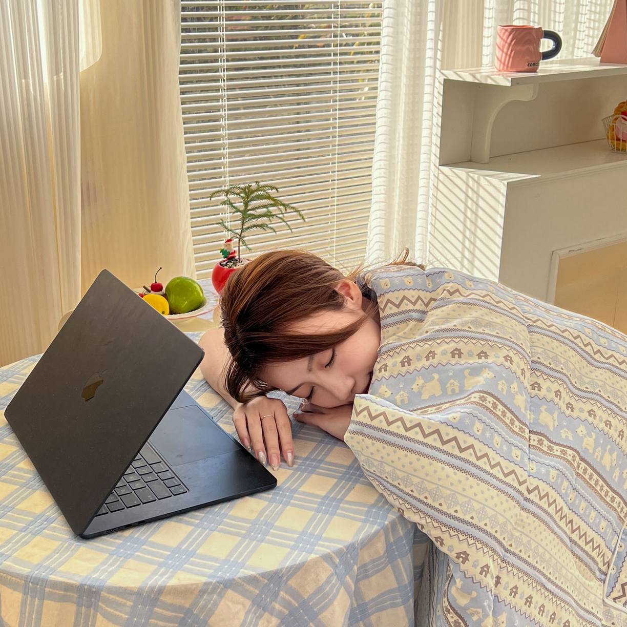 91家纺网 家纺一手货源 找家纺 番茄+ 2026新款全棉纯棉13070小清新卡通全棉系列抱枕被 费尔岛-西高地