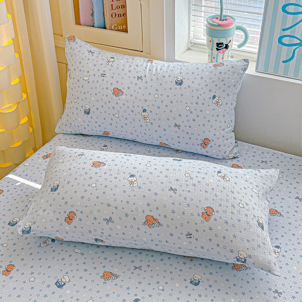 91家纺网 家纺一手货源 找家纺 仟人梦 2026新款云感双层纱印花单床单床单单件 淘气狗