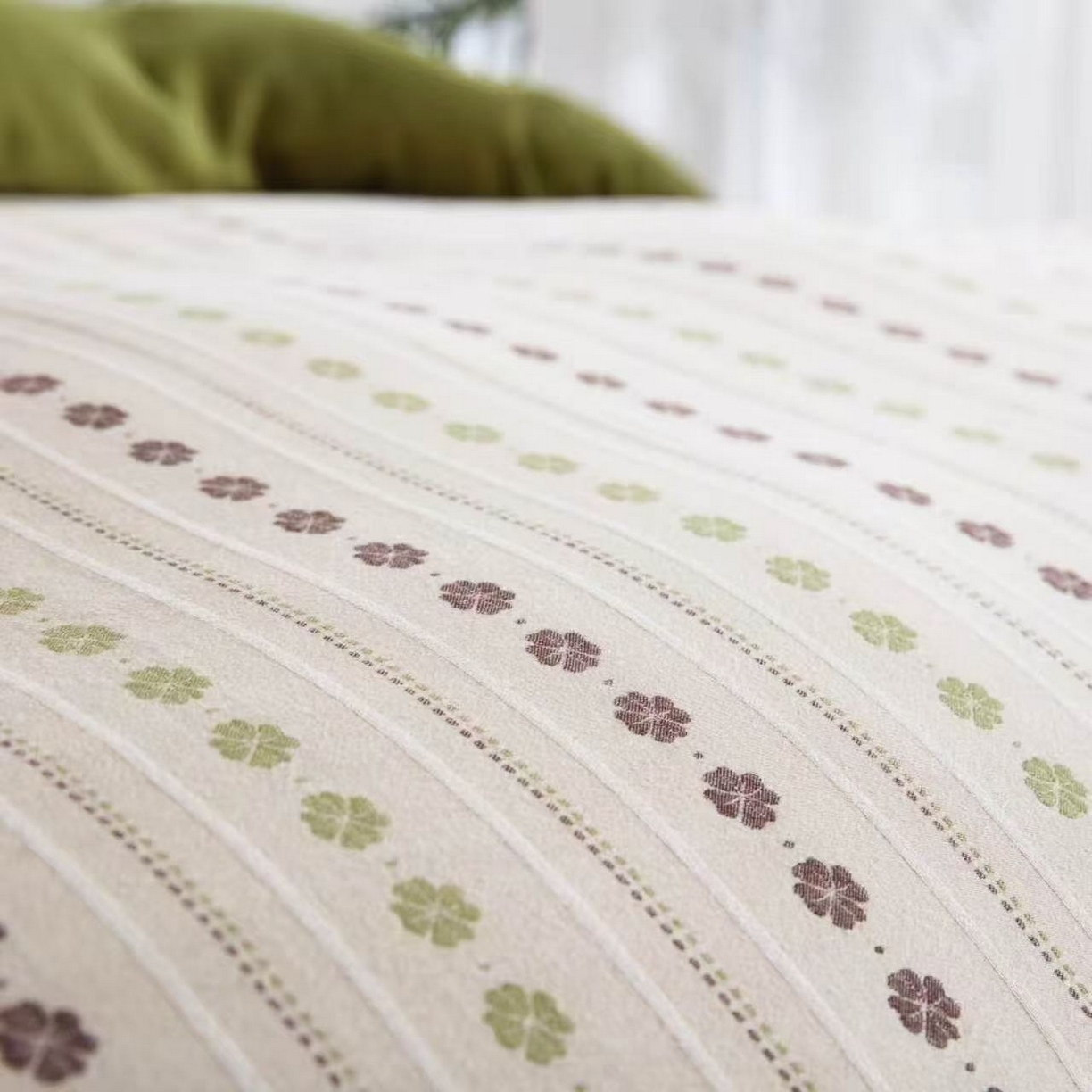 91家纺网 家纺一手货源 找家纺 （总）仰望棉麻双层纱供应链 2026新款全棉色织提花四件套-绿漪枫舟