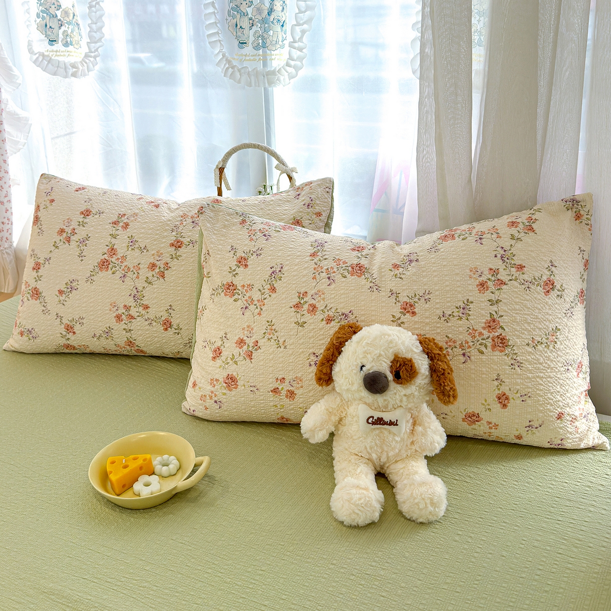 91家纺网 家纺一手货源 找家纺 竹合家纺 2026春夏新品高克重A类泡芙纱泡泡皱皱纱四件套 山花漫