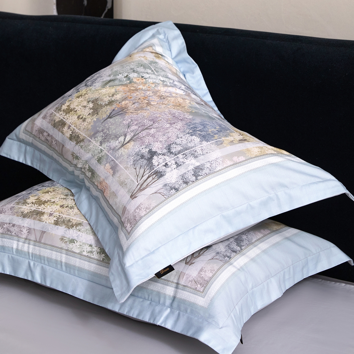 91家纺网 家纺一手货源 找家纺 梧桐树 2026新款60长绒棉平网大版系列四件套 P21锦瑟蓝