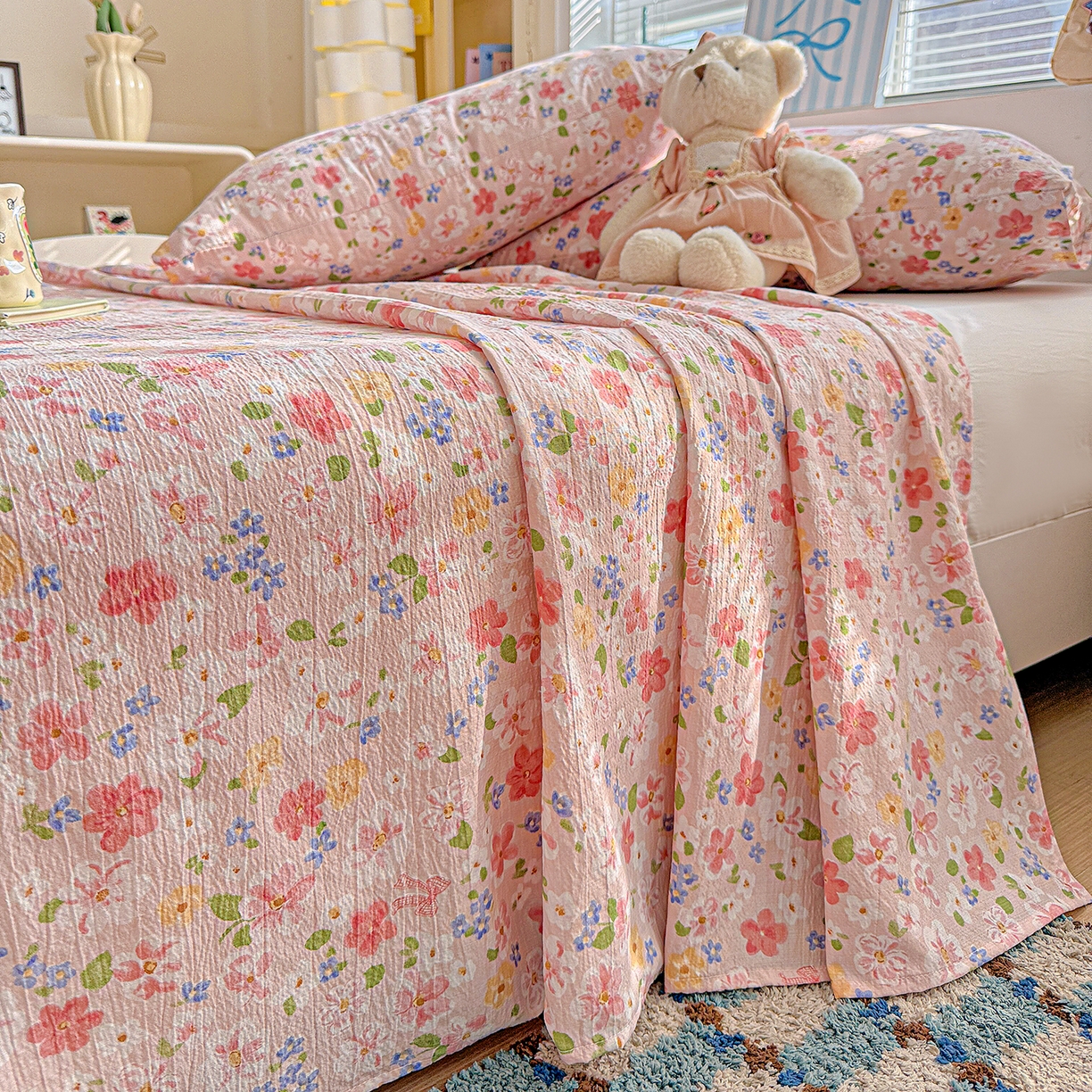 91家纺网 家纺一手货源 找家纺 仟人梦 2026新款云感双层纱印花单床单床单单件 云之瑶