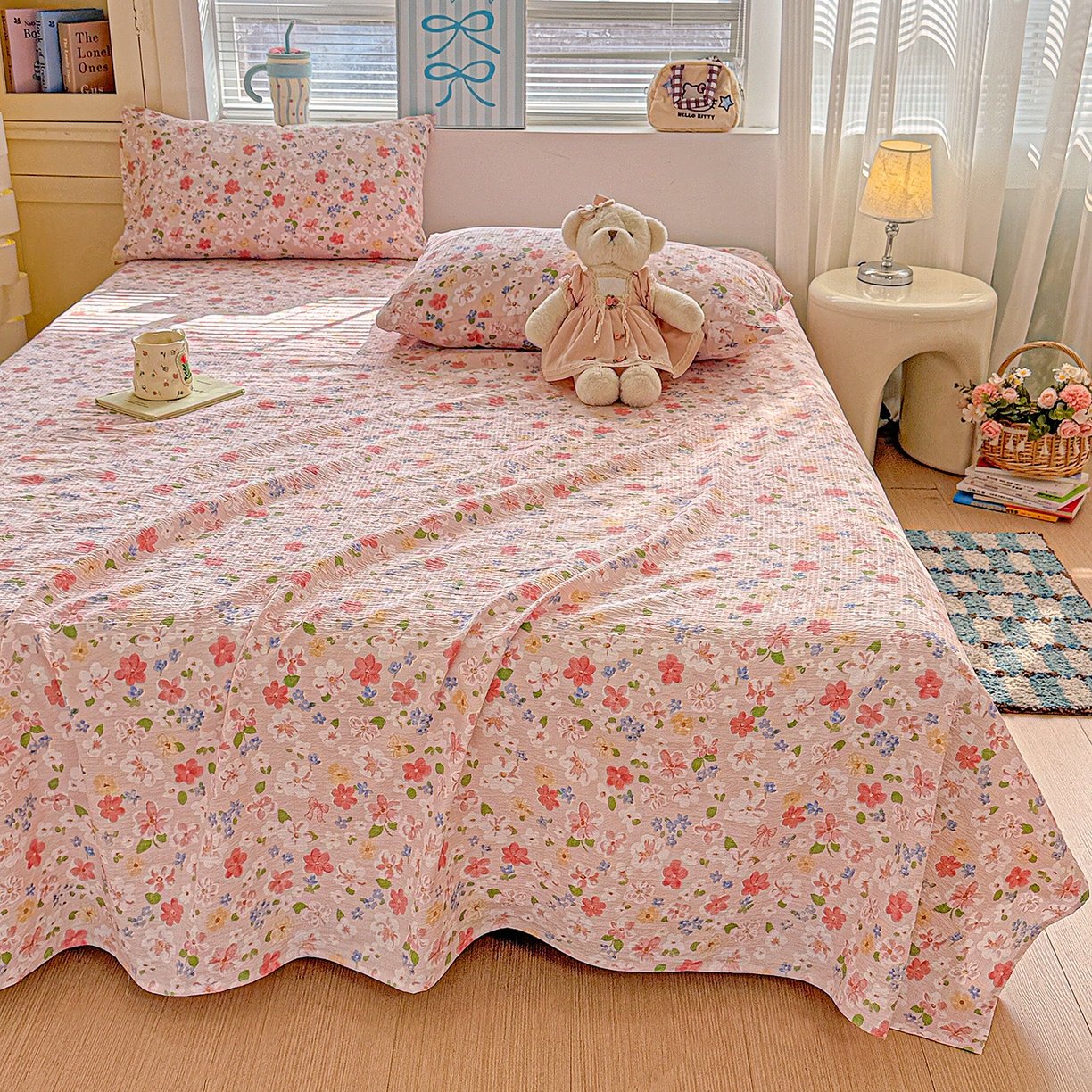 91家纺网 家纺一手货源 找家纺 仟人梦 2026新款云感双层纱印花单床单床单单件 云之瑶