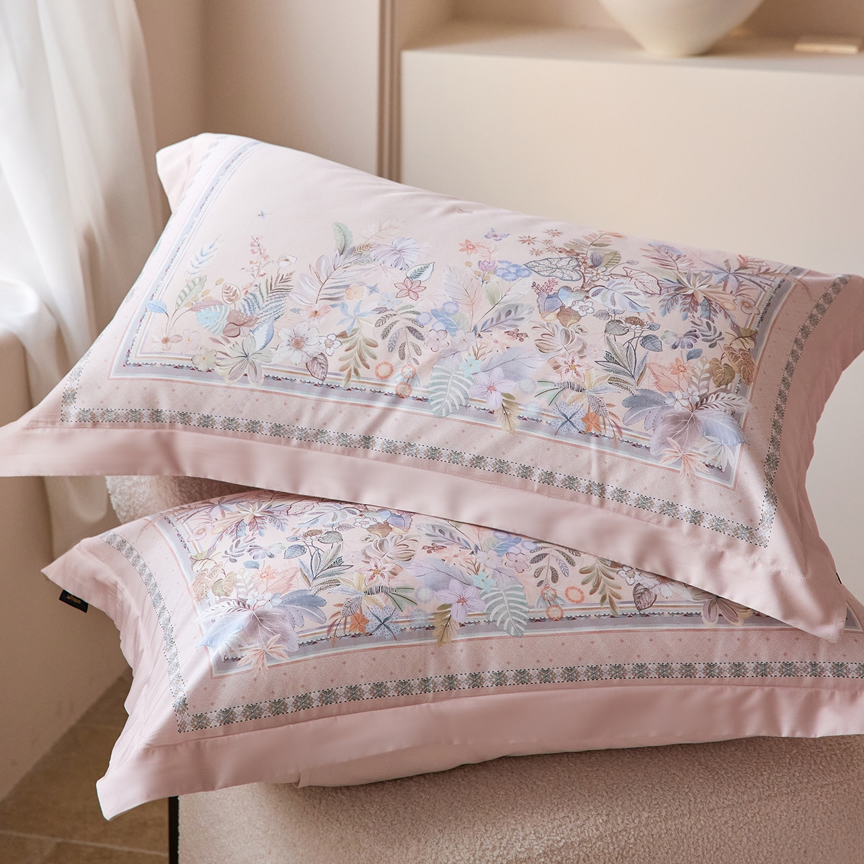 91家纺网 家纺一手货源 找家纺 梧桐树 2026新款60长绒棉平网大版系列四件套 P22梦之瑶粉