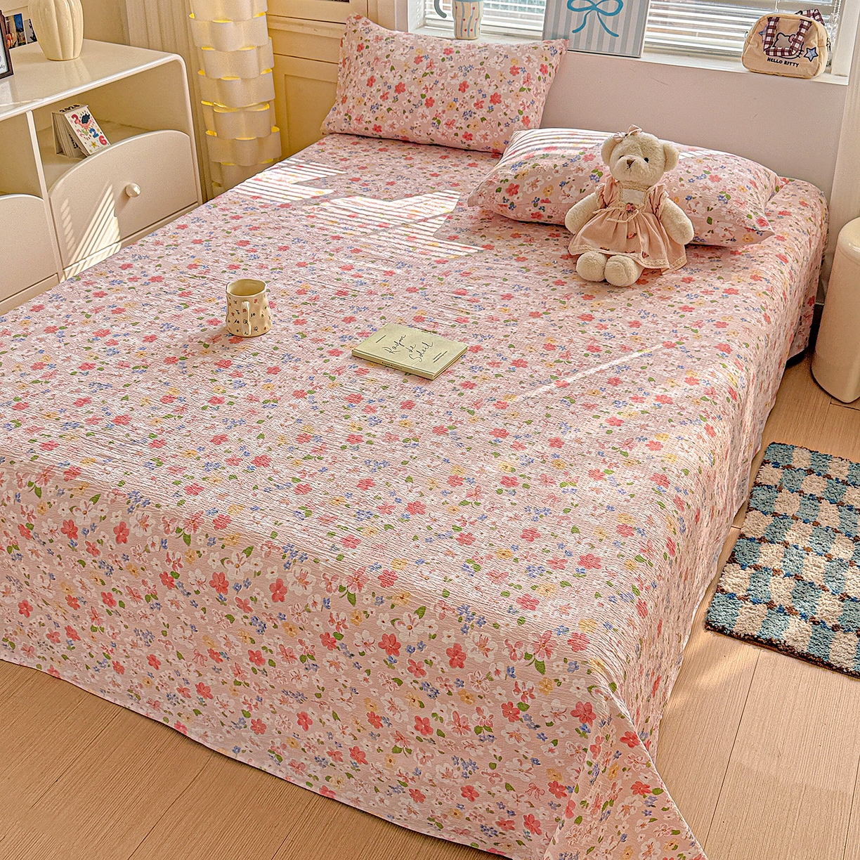 91家纺网 家纺一手货源 找家纺 仟人梦 2026新款云感双层纱印花单床单床单单件 云之瑶