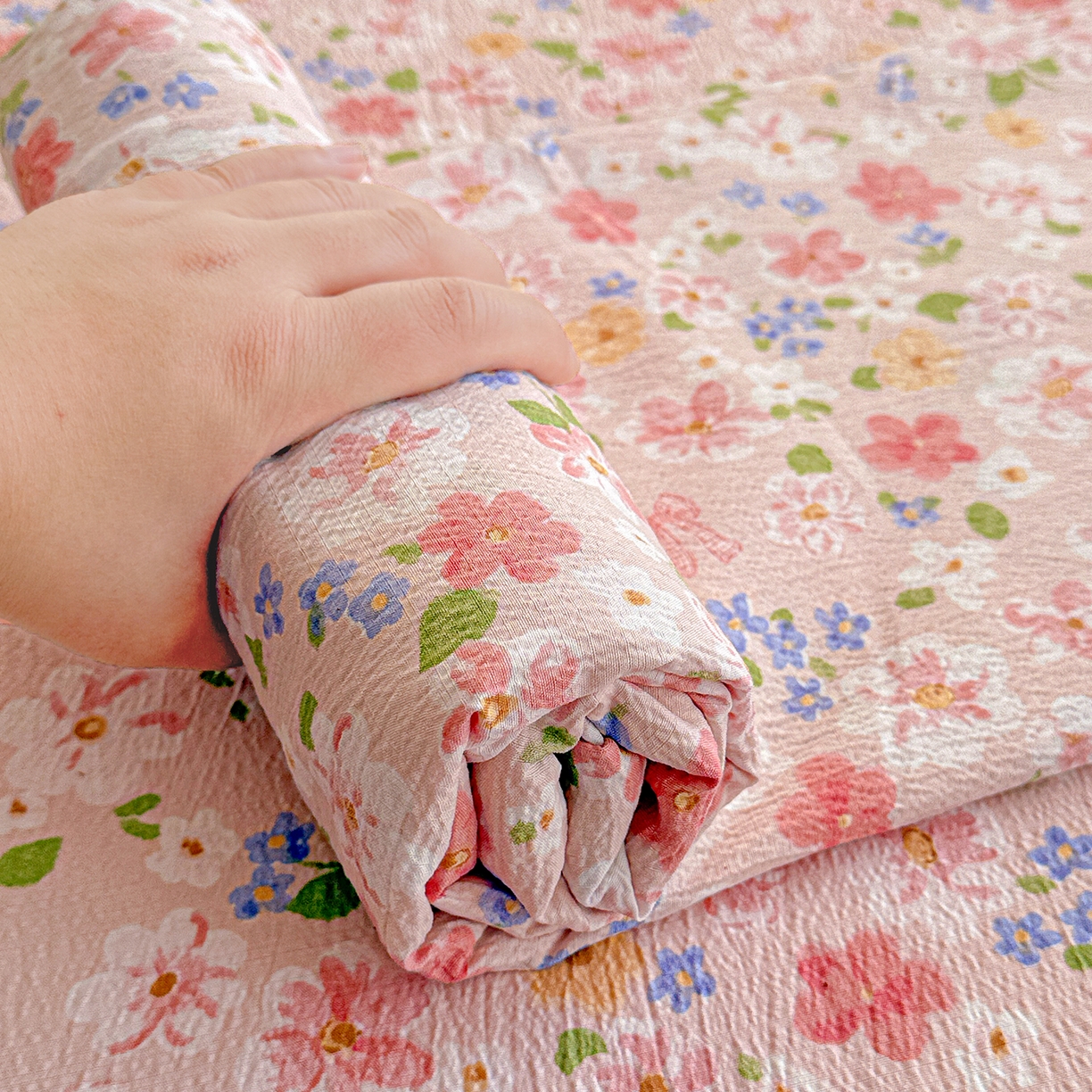 91家纺网 家纺一手货源 找家纺 仟人梦 2026新款云感双层纱印花单床单床单单件 云之瑶