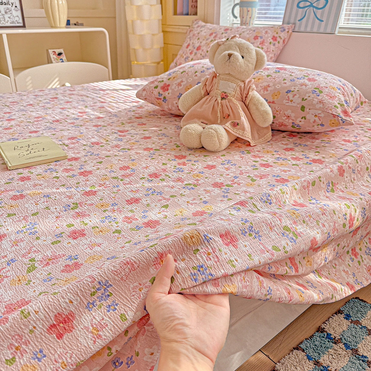 91家纺网 家纺一手货源 找家纺 仟人梦 2026新款云感双层纱印花单床单床单单件 云之瑶