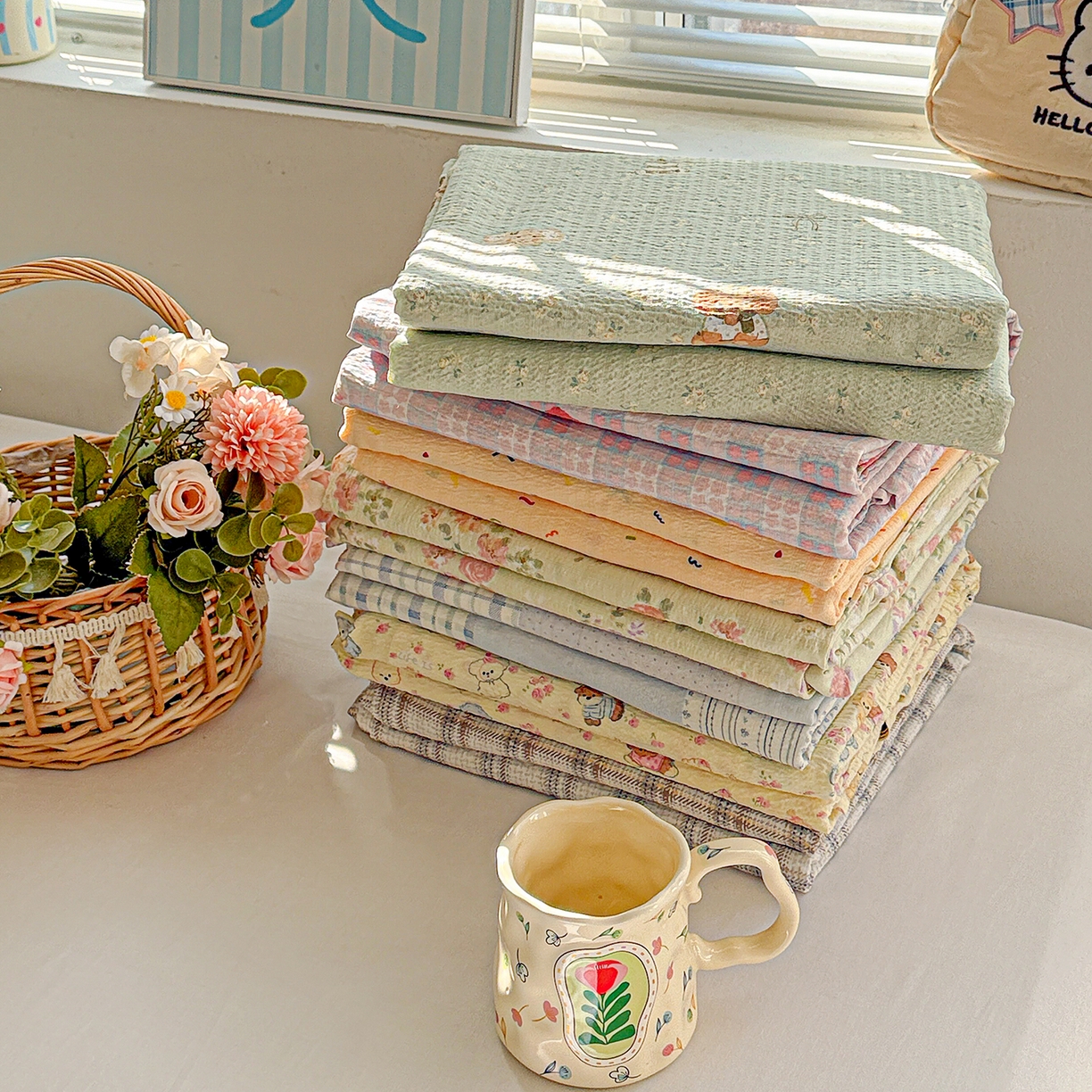 91家纺网 家纺一手货源 找家纺 仟人梦 2026新款云感双层纱印花单床单床单单件 组合图（仅供展示不可下单）