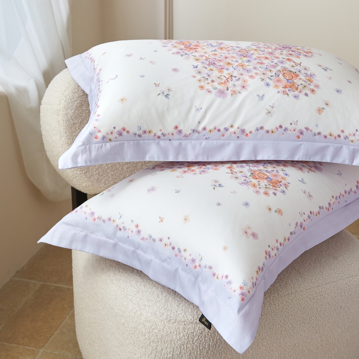 91家纺网 家纺一手货源 找家纺 梧桐树 2026新款60长绒棉平网大版系列四件套 P24蝶梦紫