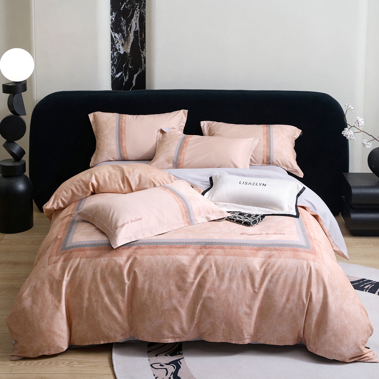 91家纺网 家纺一手货源 找家纺 梧桐树 2026新款60长绒棉平网大版系列四件套 P26罗卡芙桔