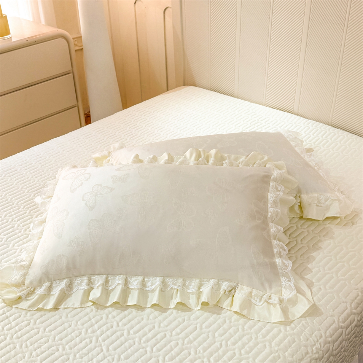 91家纺网 家纺一手货源 找家纺 （总）优贝家纺 2026春夏新款提花水洗天丝冰丝天丝韩版夹棉床盖四件套