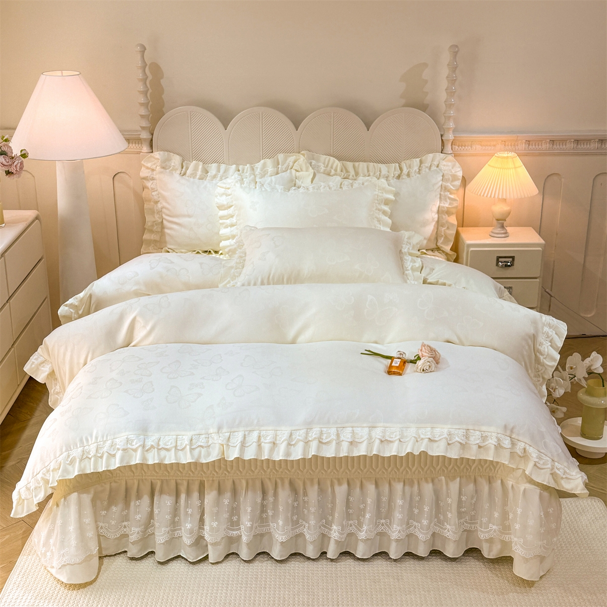 91家纺网 家纺一手货源 找家纺 （总）优贝家纺 2026春夏新款提花水洗天丝冰丝天丝韩版夹棉床盖四件套