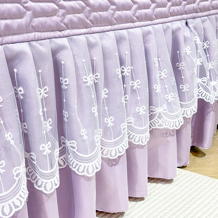 91家纺网 家纺一手货源 找家纺 优贝家纺 2026春夏新款提花水洗天丝冰丝天丝韩版夹棉床盖四件套 堇色齐梦