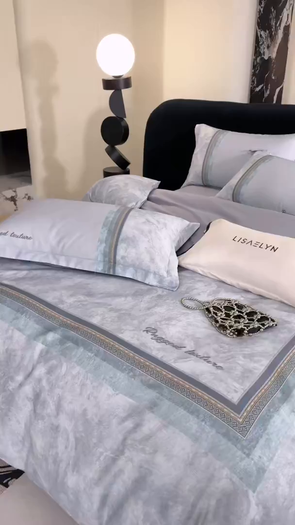 91家纺网 家纺一手货源 找家纺 梧桐树 2026新款60长绒棉平网大版系列四件套 P27罗卡芙兰