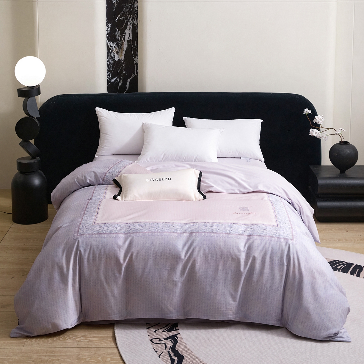 91家纺网 家纺一手货源 找家纺 梧桐树 2026新款60长绒棉平网大版系列四件套 P28罗曼紫