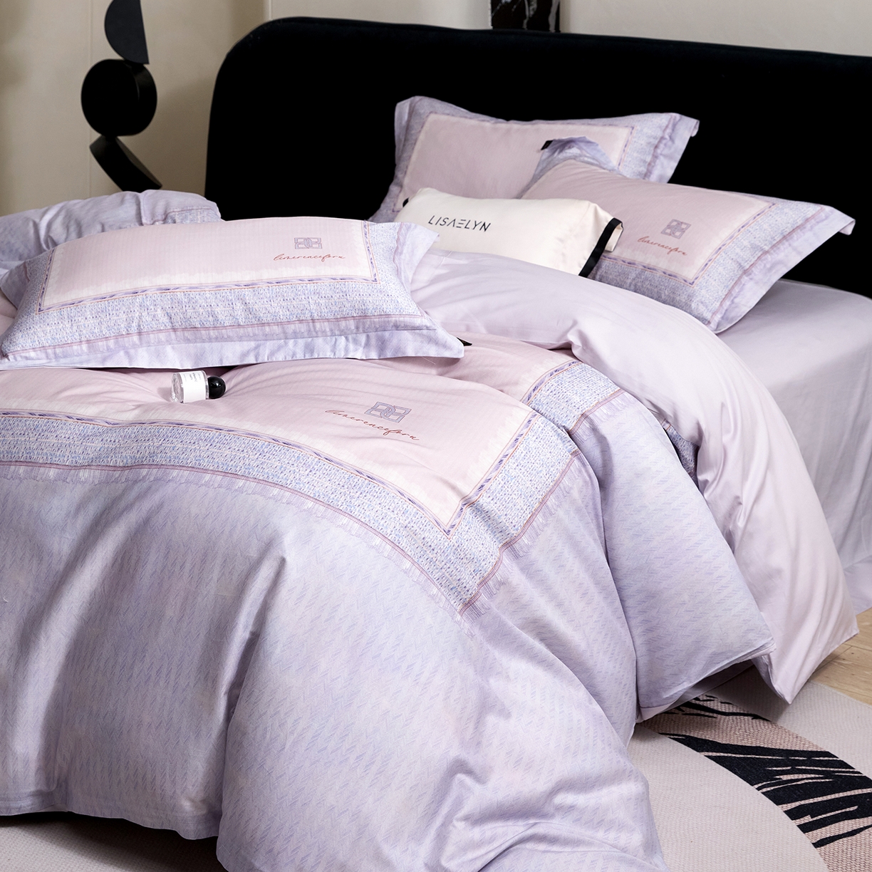 91家纺网 家纺一手货源 找家纺 梧桐树 2026新款60长绒棉平网大版系列四件套 P28罗曼紫