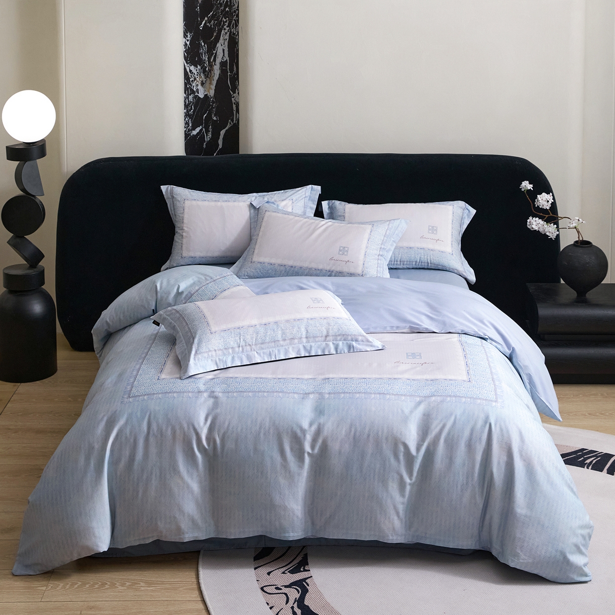 梧桐树 2026新款60长绒棉平网大版系列四件套 P29罗曼蓝