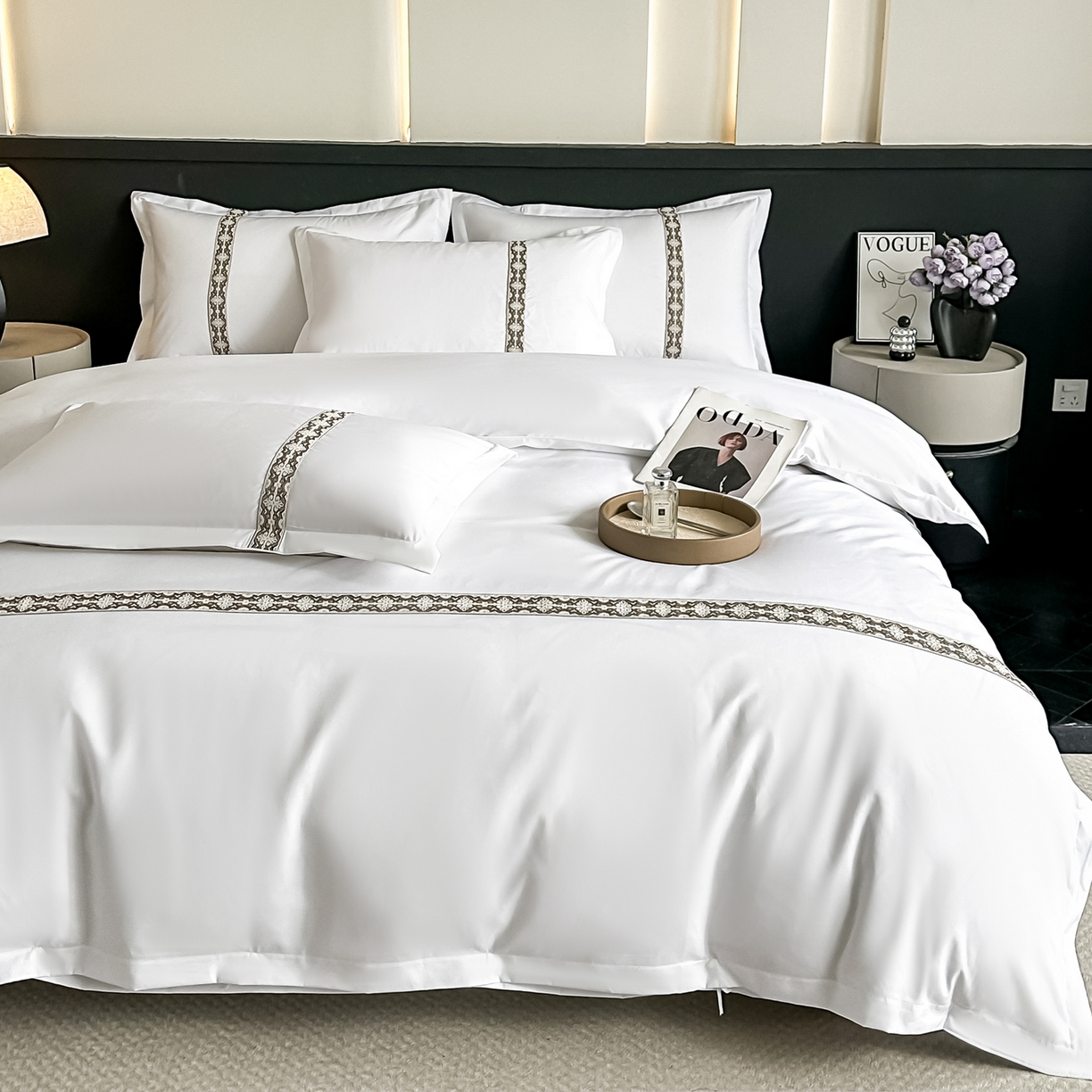 91家纺网 家纺一手货源 找家纺 梦庭帛美 2026新款酒店布草宾馆亲肤四件套 云霁