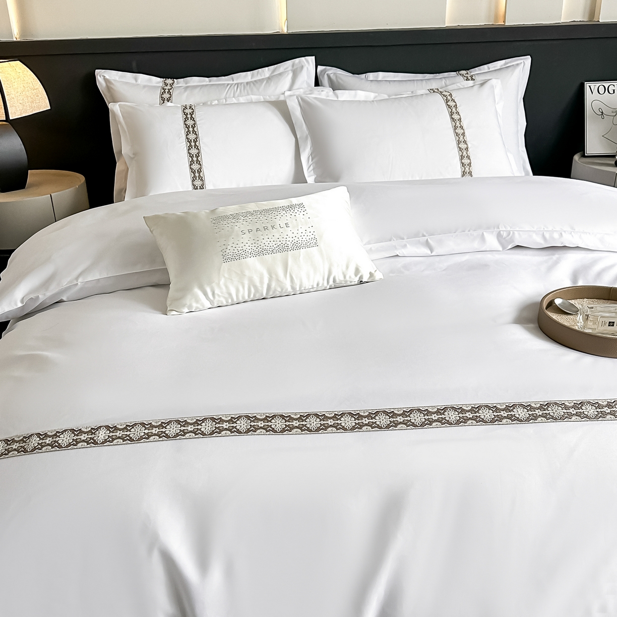 91家纺网 家纺一手货源 找家纺 梦庭帛美 2026新款酒店布草宾馆亲肤四件套 云霁