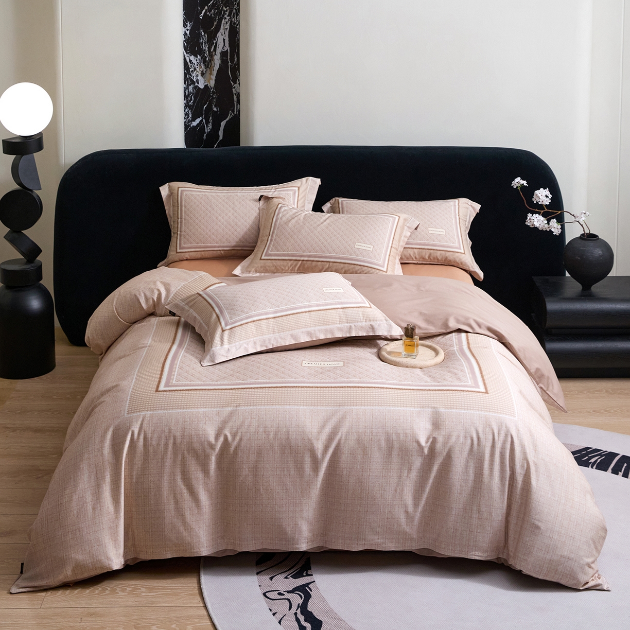 梧桐树 2026新款60长绒棉平网大版系列四件套 P32漫巴黎咖