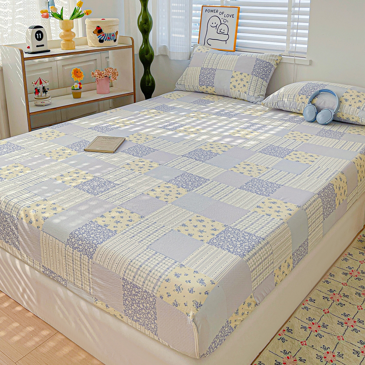 91家纺网 家纺一手货源 找家纺 （总）仟人梦 2026新款云感双层纱印花单床笠床笠单件