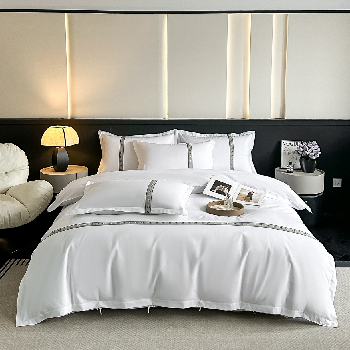 91家纺网 家纺一手货源 找家纺 梦庭帛美 2026新款酒店布草宾馆亲肤四件套 晚樱