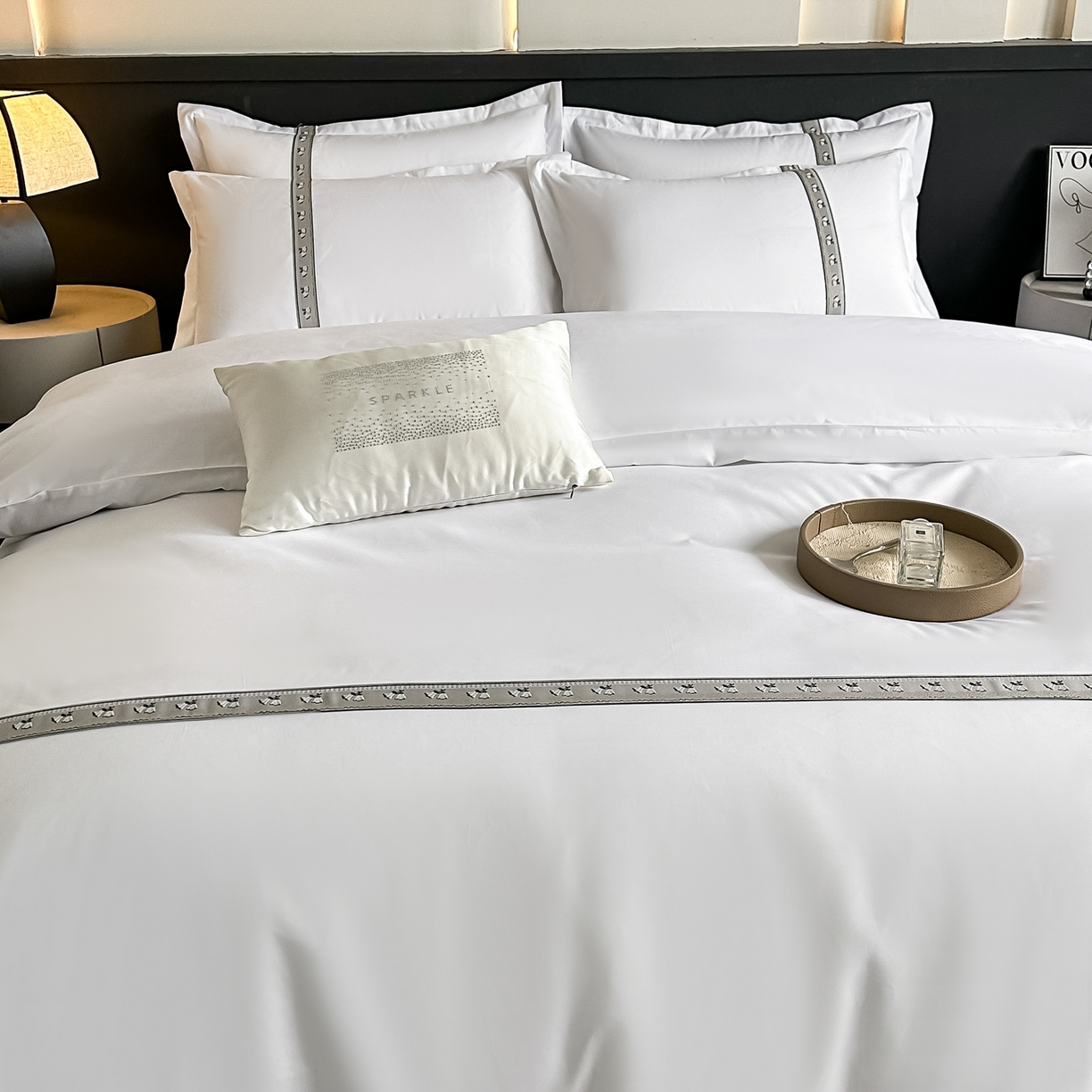 91家纺网 家纺一手货源 找家纺 梦庭帛美 2026新款酒店布草宾馆亲肤四件套 晚樱