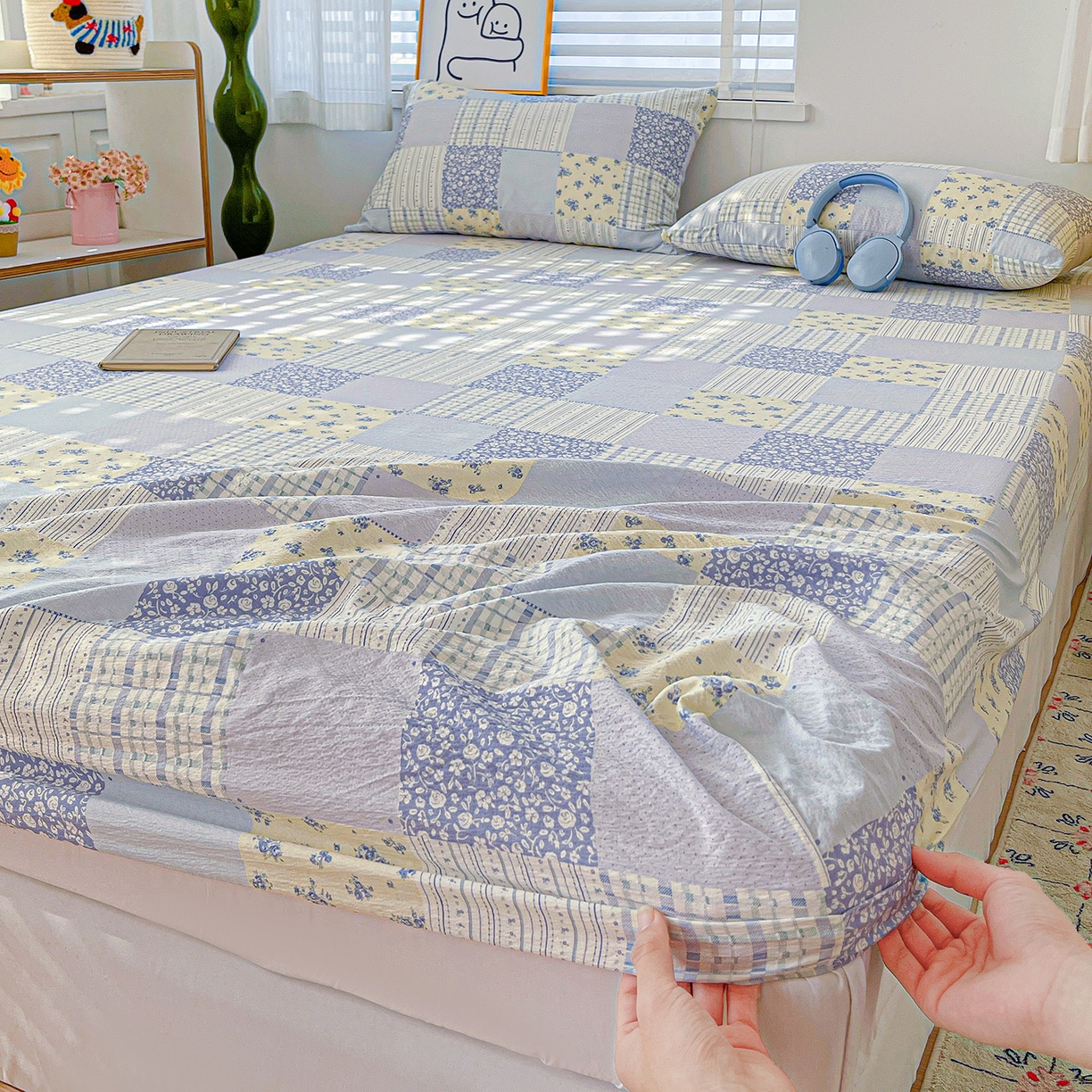 91家纺网 家纺一手货源 找家纺 （总）仟人梦 2026新款云感双层纱印花单床笠床笠单件